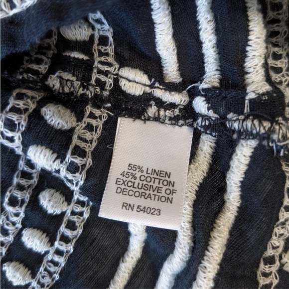 [L]Banana Republic WMN Linen Blend Tunic Blouse Black / White Embroidery NWOT - Picture 10 of 10